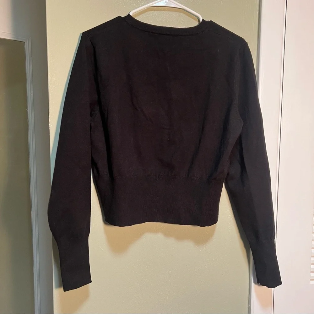 Fashion Nova Women's Plus Size 2X Cardigan Sweater Black Crewneck Cropped Button - Picture 6 of 11